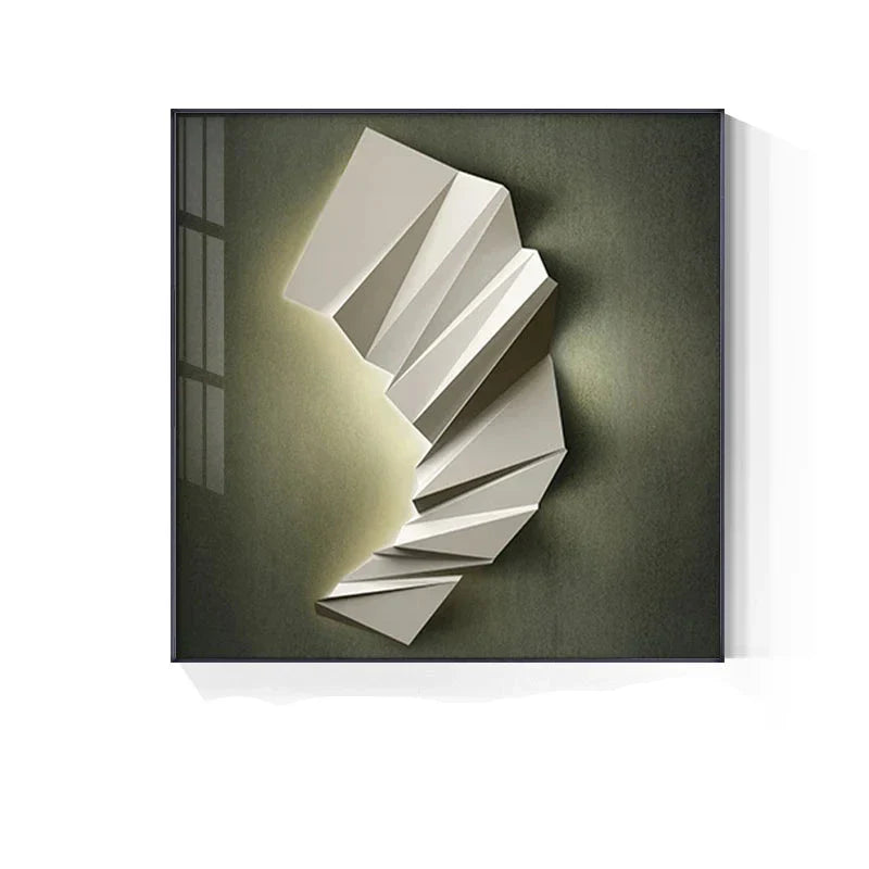 Moderne Ästhetik 3D LED-Effekt Abstrakte geometrische Wandkunst Fine Art Leinwanddrucke quadratisches Format Bilder Kunst für zeitgenössische Innenräume