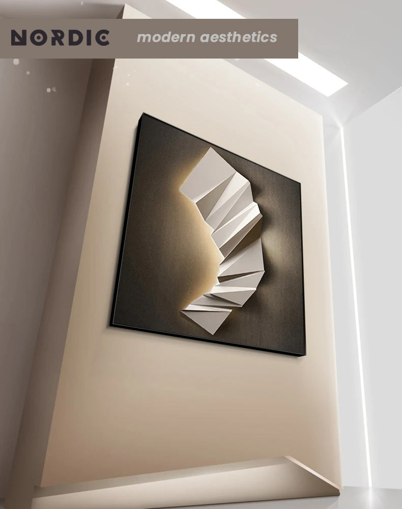 Moderne Ästhetik 3D LED-Effekt Abstrakte geometrische Wandkunst Fine Art Leinwanddrucke quadratisches Format Bilder Kunst für zeitgenössische Innenräume