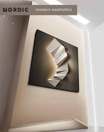 Moderne Ästhetik 3D LED-Effekt Abstrakte geometrische Wandkunst Fine Art Leinwanddrucke quadratisches Format Bilder Kunst für zeitgenössische Innenräume