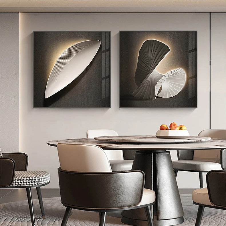 Moderne Ästhetik 3D LED-Effekt Abstrakte geometrische Wandkunst Fine Art Leinwanddrucke quadratisches Format Bilder Kunst für zeitgenössische Innenräume