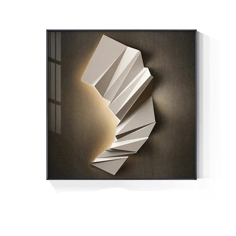 Moderne Ästhetik 3D LED-Effekt Abstrakte geometrische Wandkunst Fine Art Leinwanddrucke quadratisches Format Bilder Kunst für zeitgenössische Innenräume