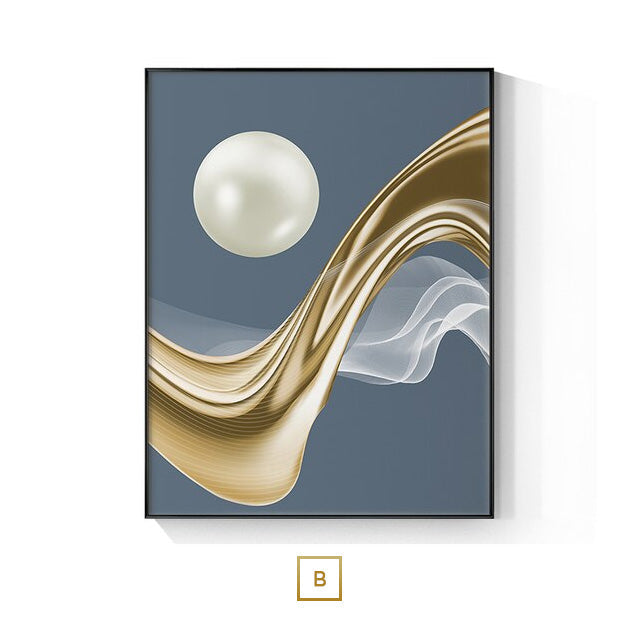 Moderne Ästhetik Abstrakte Goldene Perle Mond Wandkunst Feine Kunst Leinwanddruck Fließende Pendelbilder Für Luxuriöse Wohnzimmer Schlafzimmer Kunstdekoration
