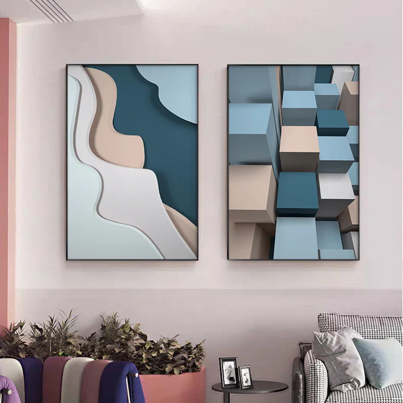 Moderne Ästhetik Fließendes 3D-Design Wandkunst Feine Kunst Leinwanddrucke Bunte abstrakte Bilder für Wohnzimmer Schlafzimmer Flur Kunst für zeitgenössische Innenräume
