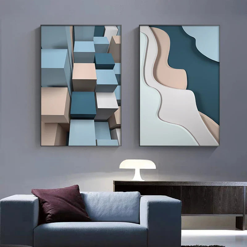 Moderne Ästhetik Fließendes 3D-Design Wandkunst Feine Kunst Leinwanddrucke Bunte abstrakte Bilder für Wohnzimmer Schlafzimmer Flur Kunst für zeitgenössische Innenräume