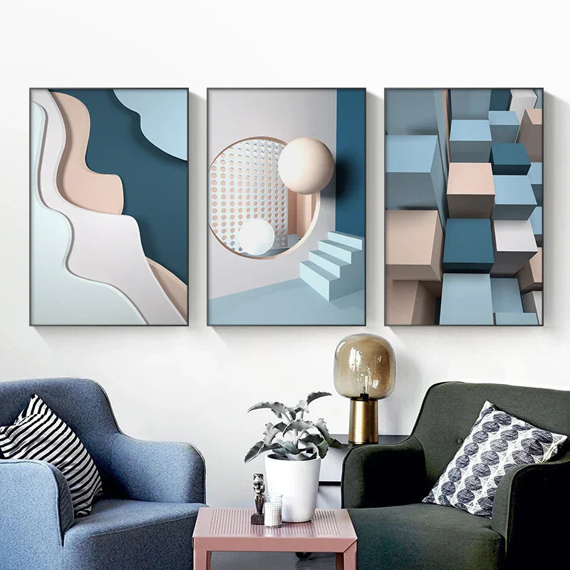 Moderne Ästhetik Fließendes 3D-Design Wandkunst Feine Kunst Leinwanddrucke Bunte abstrakte Bilder für Wohnzimmer Schlafzimmer Flur Kunst für zeitgenössische Innenräume