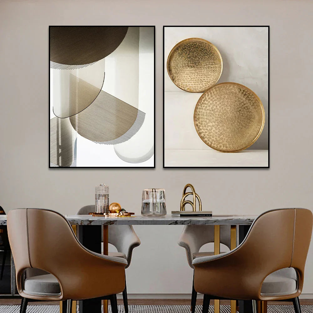 Set von 3PCS Moderne Ästhetik Goldene Bronze Abstrakte Wandkunst Feine Kunst Leinwanddrucke Bilder Für Wohnzimmer Esszimmer Boutique Hotel Kunst Dekor