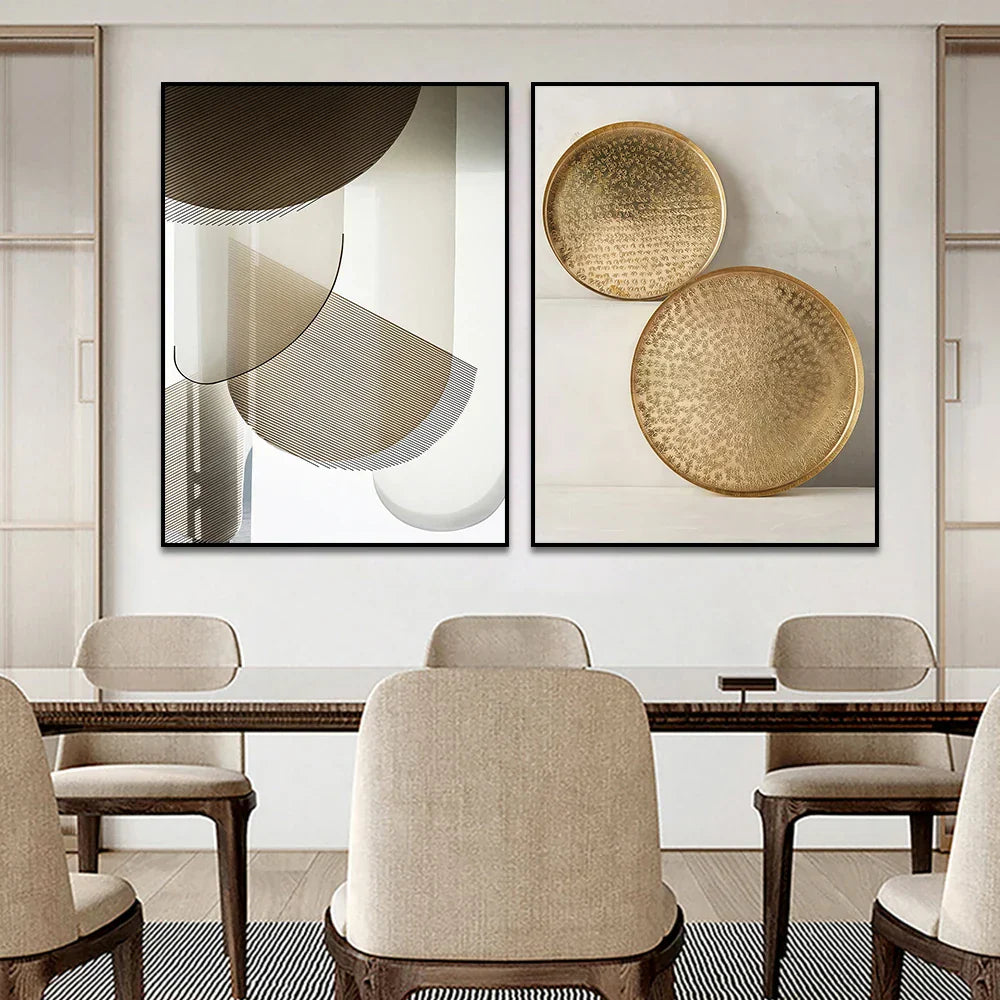 Set von 3PCS Moderne Ästhetik Goldene Bronze Abstrakte Wandkunst Feine Kunst Leinwanddrucke Bilder Für Wohnzimmer Esszimmer Boutique Hotel Kunst Dekor