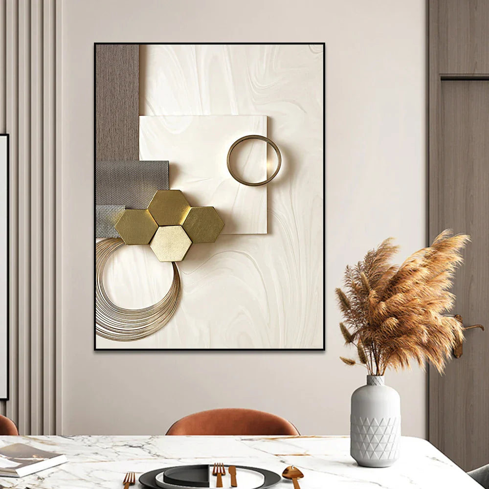 Set von 3PCS Moderne Ästhetik Goldene Bronze Abstrakte Wandkunst Feine Kunst Leinwanddrucke Bilder Für Wohnzimmer Esszimmer Boutique Hotel Kunst Dekor