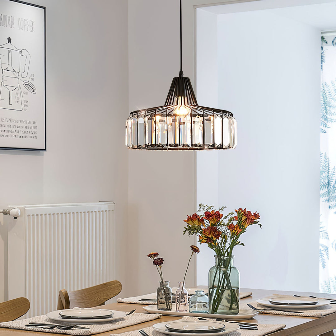 Modern schwarze Kristall Pendelleuchte | Karnz