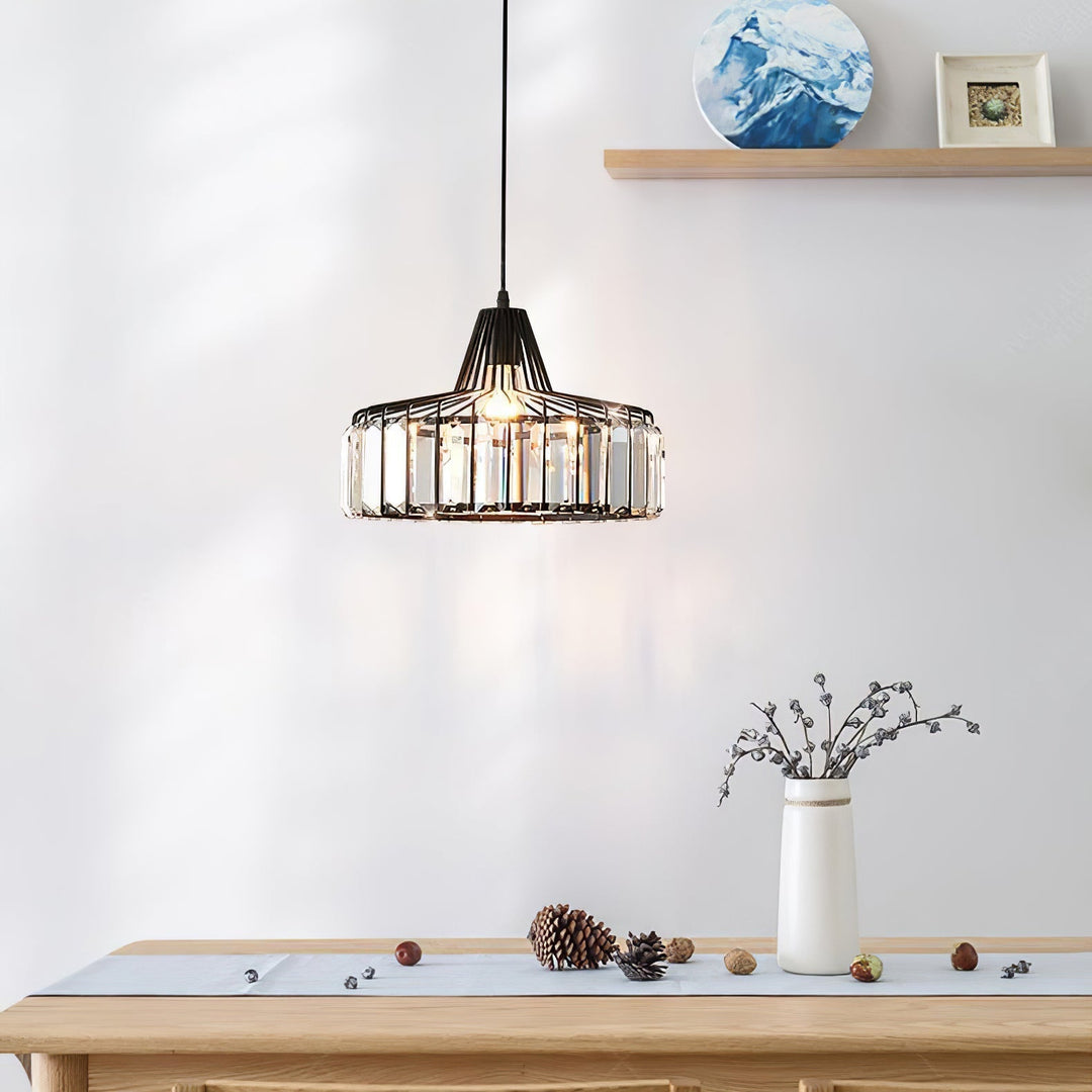 Modern schwarze Kristall Pendelleuchte | Karnz