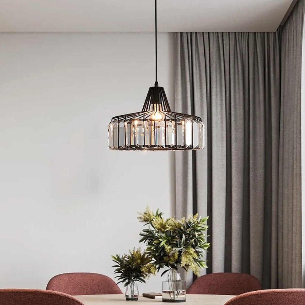 Modern schwarze Kristall Pendelleuchte | Karnz