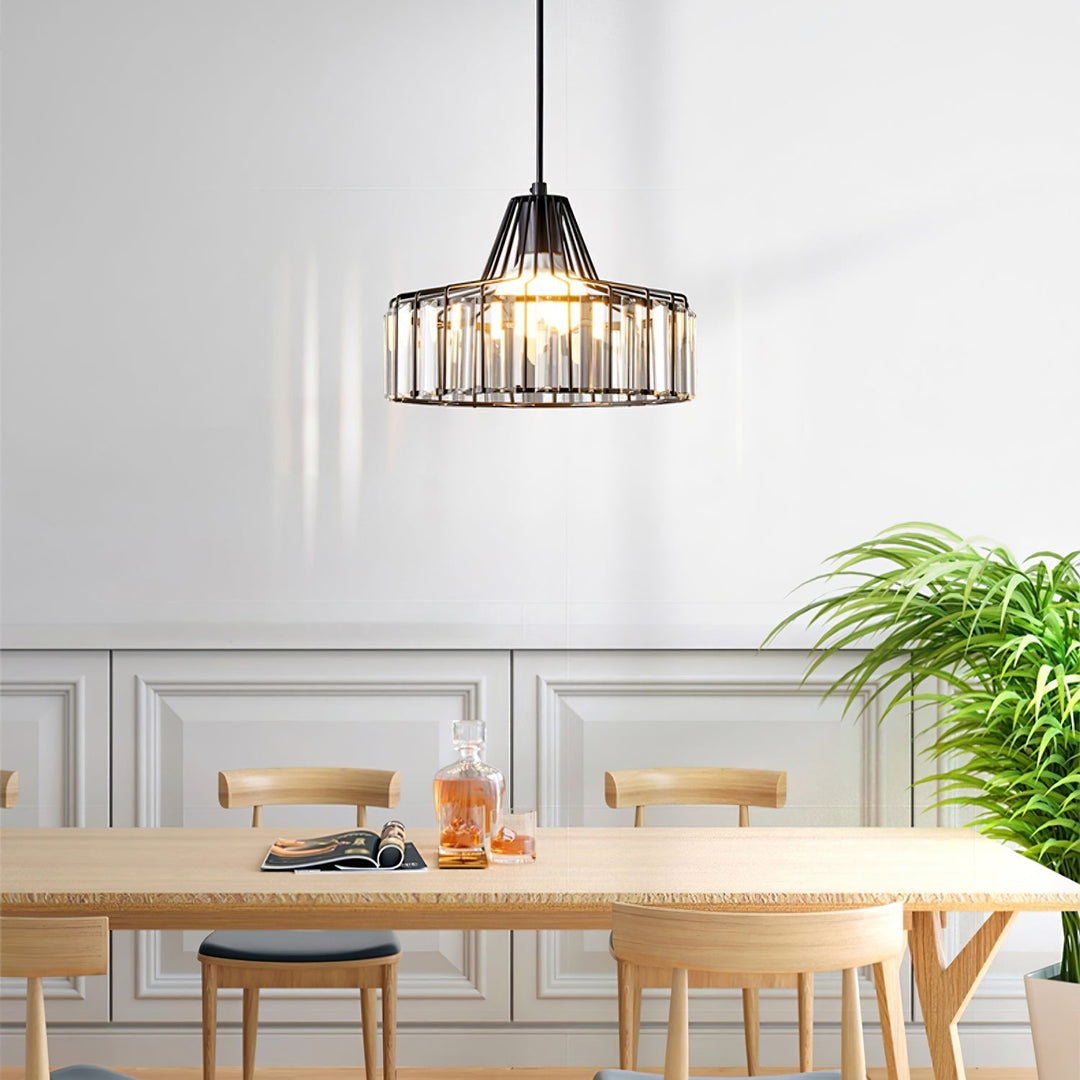 Modern schwarze Kristall Pendelleuchte | Karnz