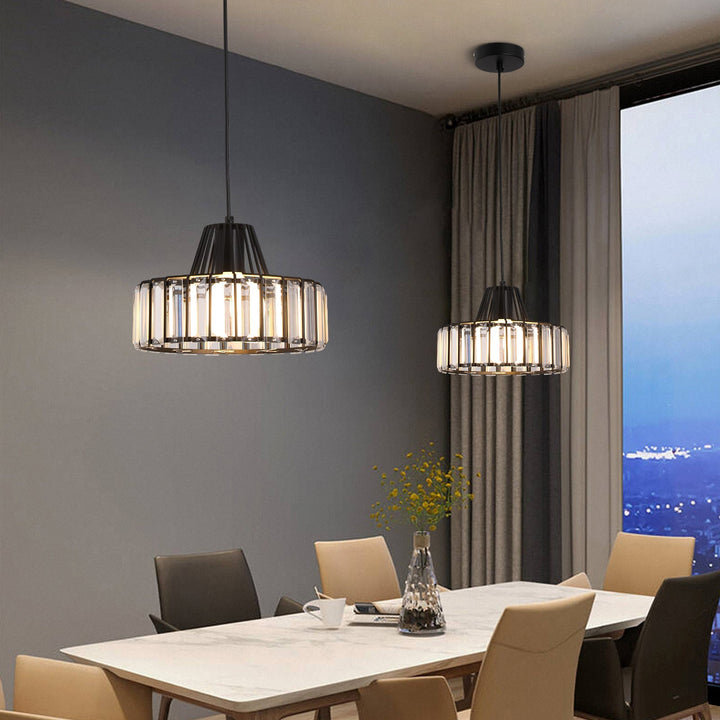 Modern schwarze Kristall Pendelleuchte | Karnz