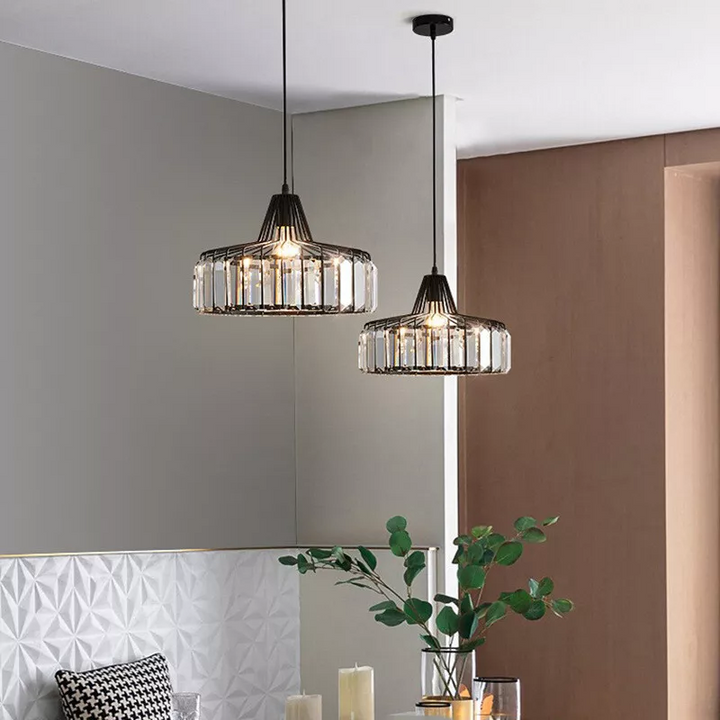 Modern schwarze Kristall Pendelleuchte | Karnz