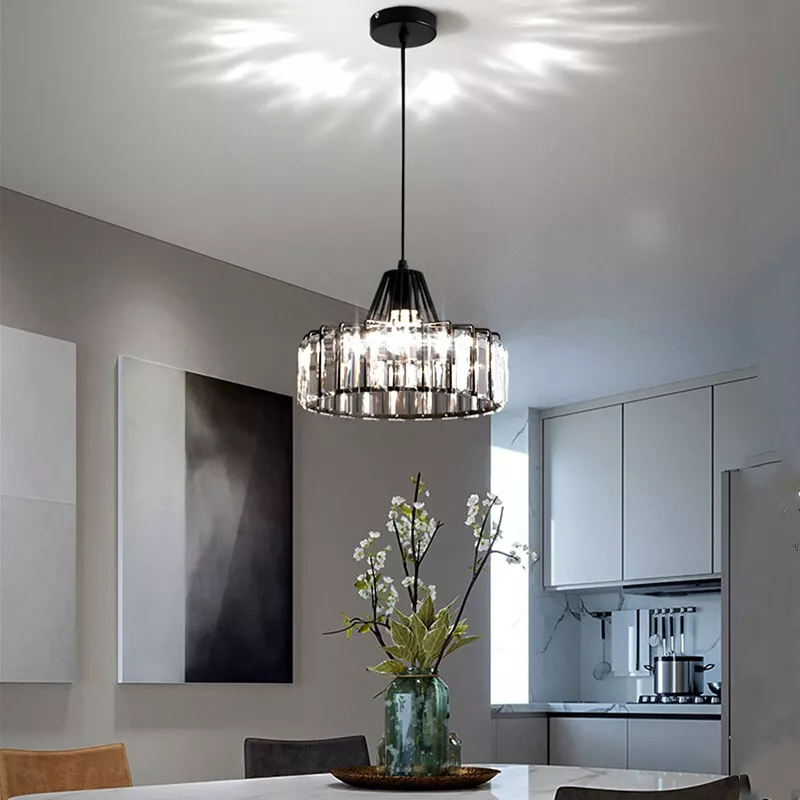Modern schwarze Kristall Pendelleuchte | Karnz
