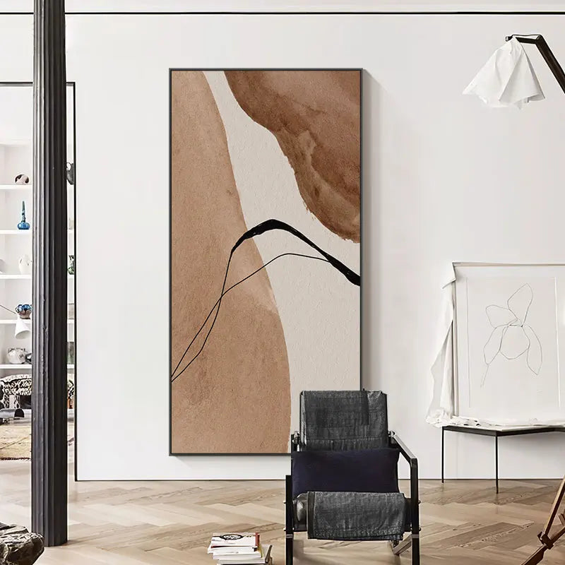 Abstrakte organische neutrale Farbwandkunst Fine Art Leinwanddruck Hochformat Nordic Bild für Wohnzimmer Schlafzimmer Skandinavisches Foyer Kunst Dekor