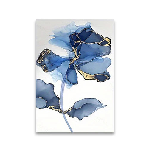 Moderne exotische flüssige blaue Marmorprint florale Wandkunst feine Kunst Leinwanddrucke nordische abstrakte Bilder für Wohnzimmer Hotelzimmer Kunst Dekor