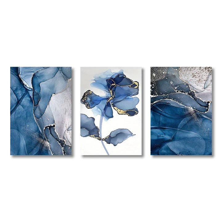 Moderne exotische flüssige blaue Marmorprint florale Wandkunst feine Kunst Leinwanddrucke nordische abstrakte Bilder für Wohnzimmer Hotelzimmer Kunst Dekor