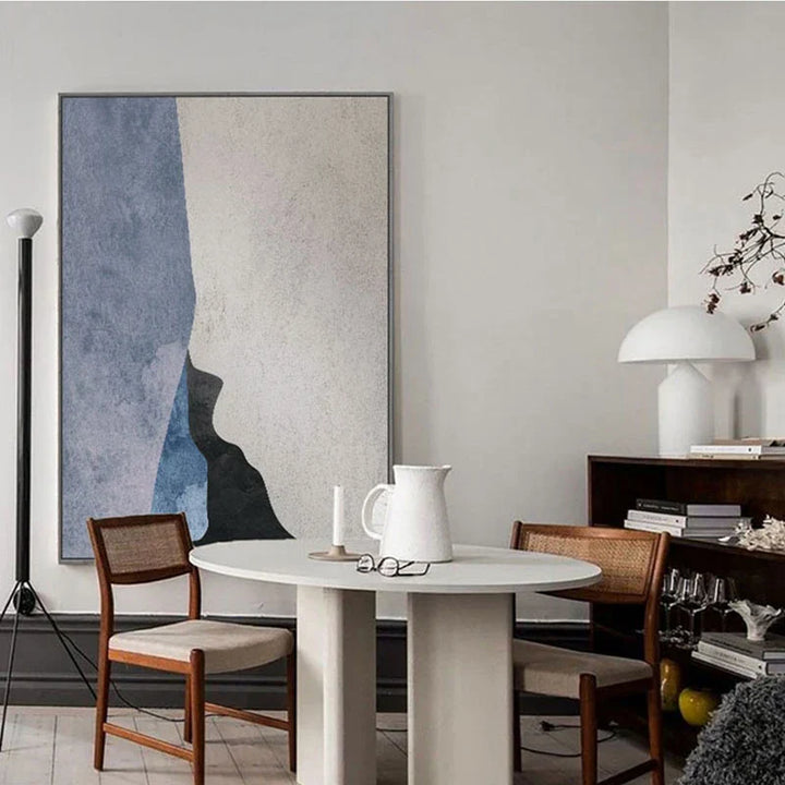 Modern Geometrische Abstrakte Wandkunst Feiner Leinwanddruck - Kühnes Minimalistisches Grau Blau Beige Schwarzes Kunstwerk - Perfekt für Zeitgenössische Wohn- und Büroz decoration