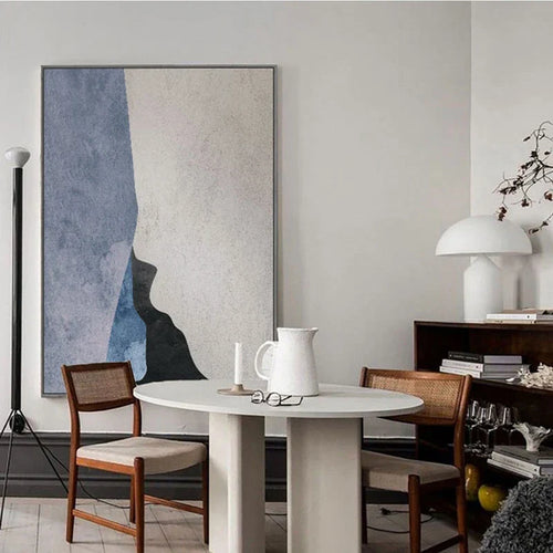 Modern Geometrische Abstrakte Wandkunst Feiner Leinwanddruck - Kühnes Minimalistisches Grau Blau Beige Schwarzes Kunstwerk - Perfekt für Zeitgenössische Wohn- und Büroz decoration
