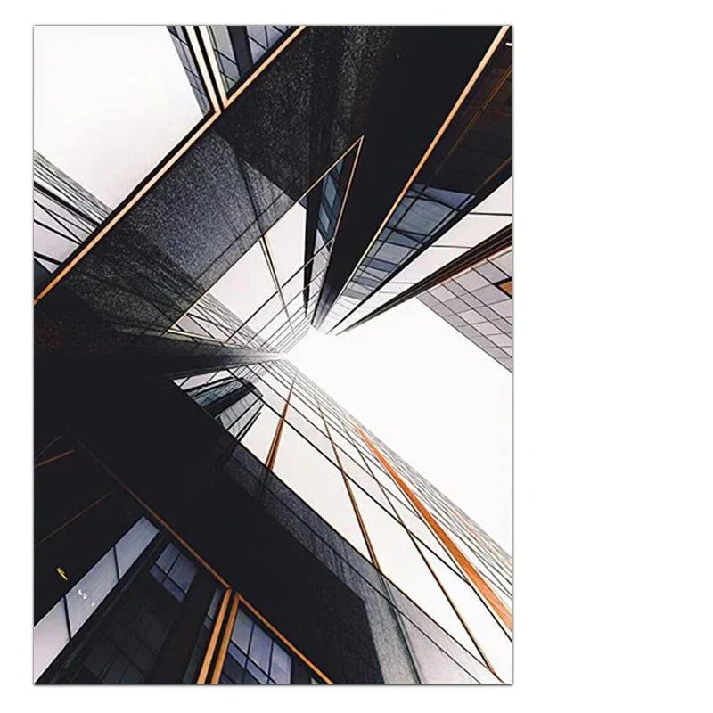 Moderne geometrische architektonische Wandkunst Fine Art Leinwanddrucke schwarze graue orange abstrakte Bilder für Wohnzimmer Studio Home Office Kunstdekoration