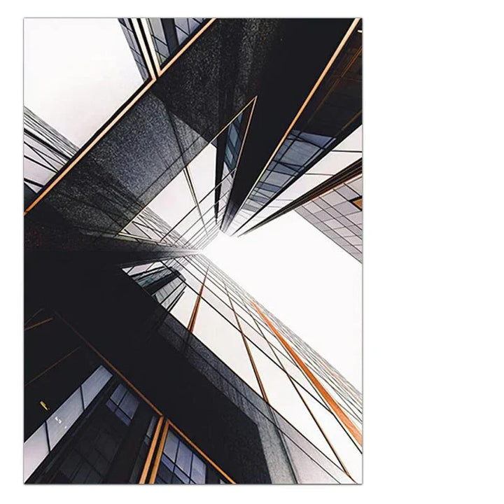 Moderne geometrische architektonische Wandkunst Fine Art Leinwanddrucke schwarze graue orange abstrakte Bilder für Wohnzimmer Studio Home Office Kunstdekoration