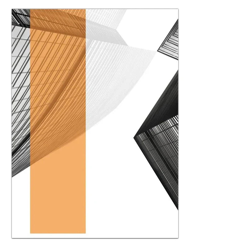 Moderne geometrische architektonische Wandkunst Fine Art Leinwanddrucke schwarze graue orange abstrakte Bilder für Wohnzimmer Studio Home Office Kunstdekoration