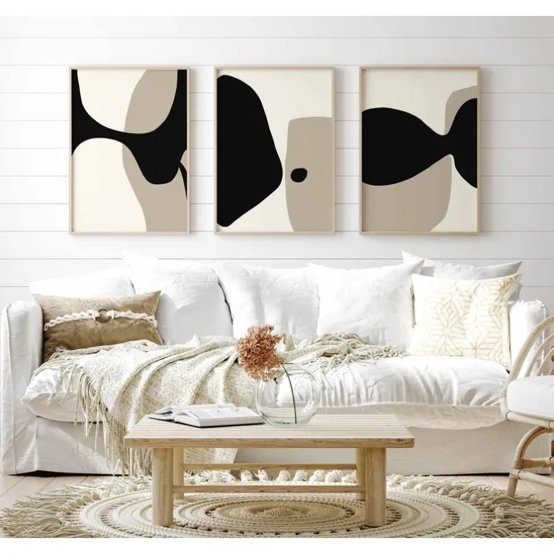 Moderne Schwarze Beige Figure Abstract Wandkunst Fine Art Leinwanddrucke Bilder Für Wohnzimmer Schlafzimmer Kunst Für Zeitgenössische Innenräume | Karnz