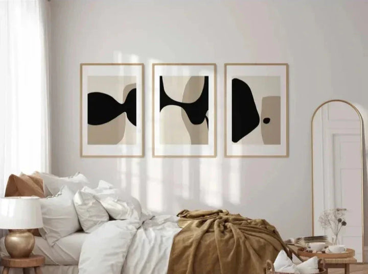 Moderne Schwarze Beige Figure Abstract Wandkunst Fine Art Leinwanddrucke Bilder Für Wohnzimmer Schlafzimmer Kunst Für Zeitgenössische Innenräume | Karnz