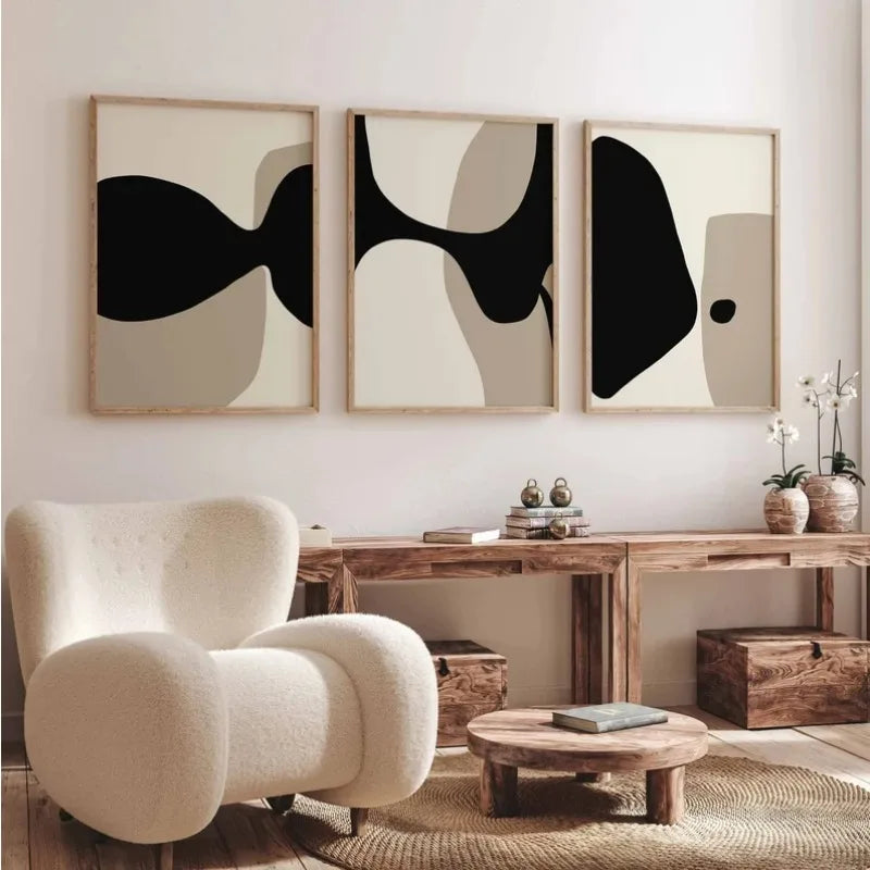 Moderne Schwarze Beige Formschöne Abstrakte Wandkunst Feine Kunst Leinwanddrucke Bilder Für Wohnzimmer Schlafzimmer Kunst Für Zeitgenössische Innenräume