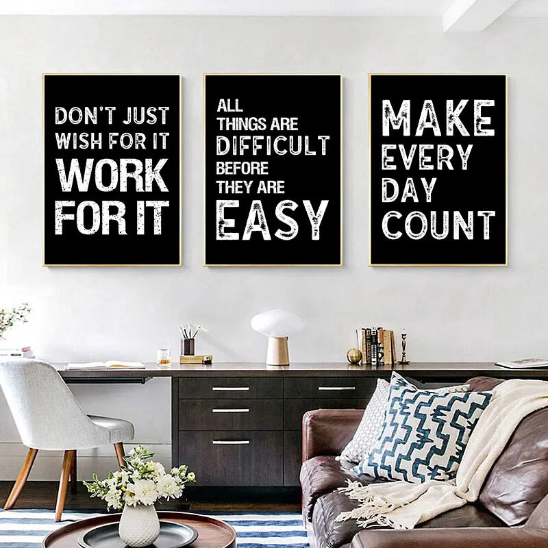 Moderne Motivationszitate Poster Schwarz Weiß Wandkunst Fine Art Leinwanddrucke Bilder Für Wohnzimmer Büro Schlafzimmer Inspirierende Kunst Deko