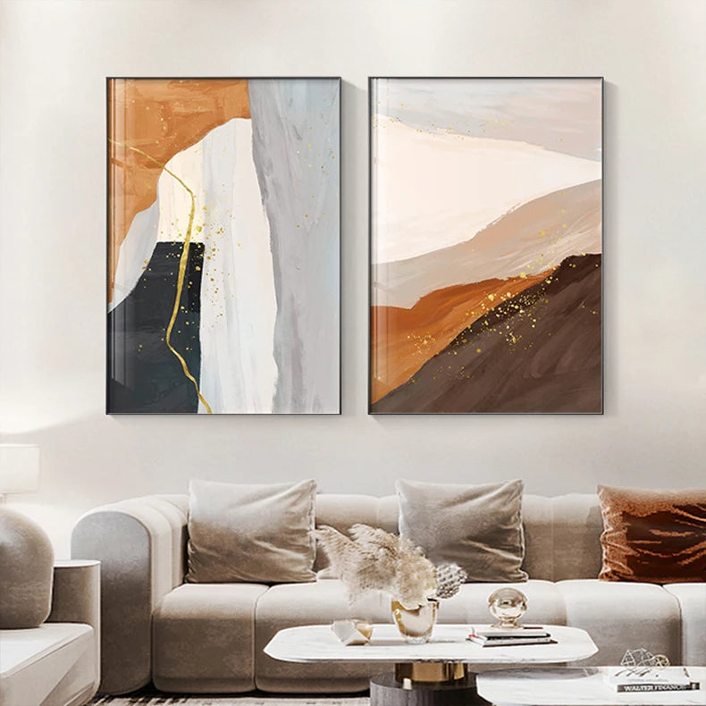 Modern Nordic Geomorphische Abstrakte Wandkunst Fein Kunstleinwand Drucke Neutrale Töne Bilder Für Wohnraum Kunst Für Zeitgenössische Innenräume