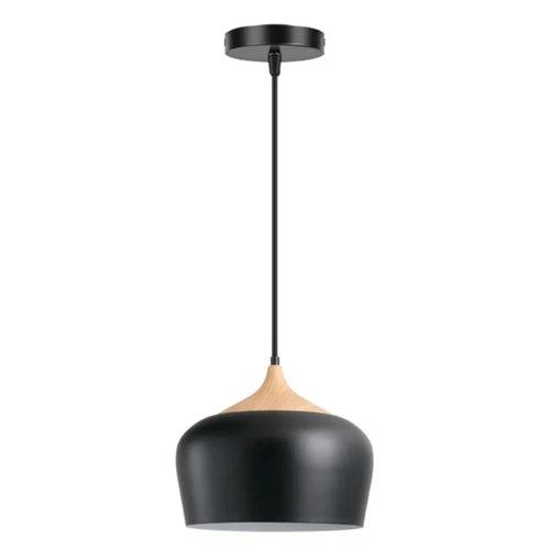 Moderne Skandinavische Hängelampe – Holz & Metall Pendelleuchte für Schlafzimmer | Karnz