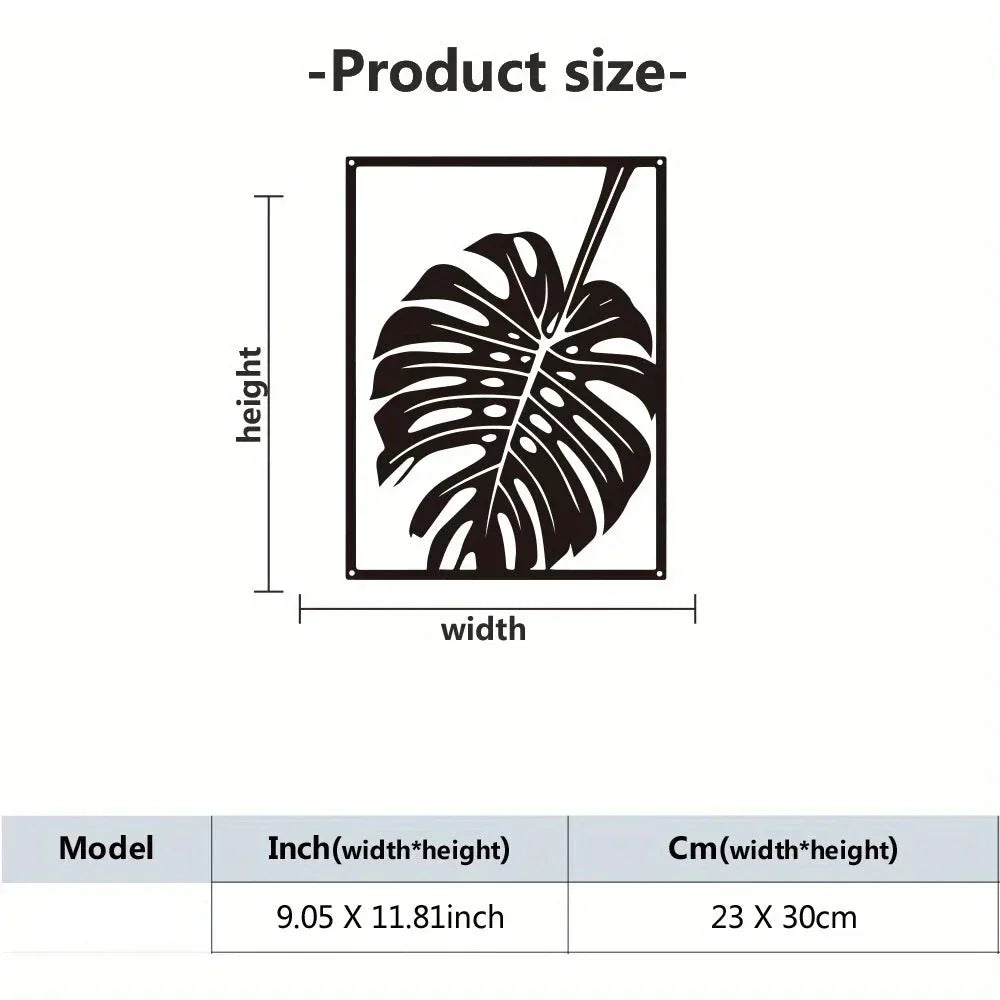 Monstera Blatt Silhouette Schwarze Metall Wandkunst 3D Skulptur Eisenhandwerk Wanddekoration Für Wohnzimmer Esszimmer Kreative Wohnkultur