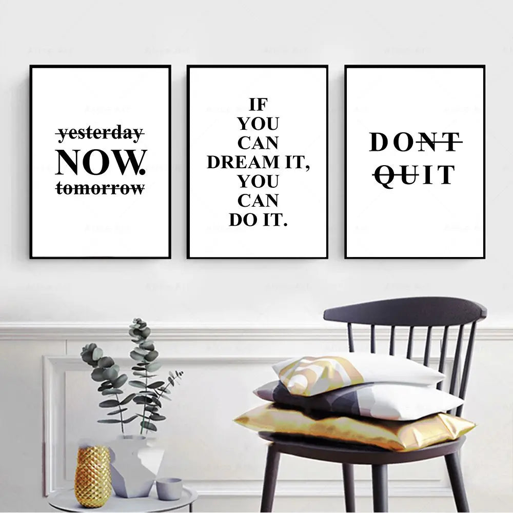 Motivationsworte Wandkunst Fein Kunst Leinwanddrucke Schwarz & Weiß Inspirierende Zitate Poster Für Wohnzimmer Schlafzimmer Arbeitszimmer Kunst Dekor | Karnz