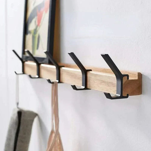 Nordische Wandgarderobe mit verstellbaren Haken – Schwarz