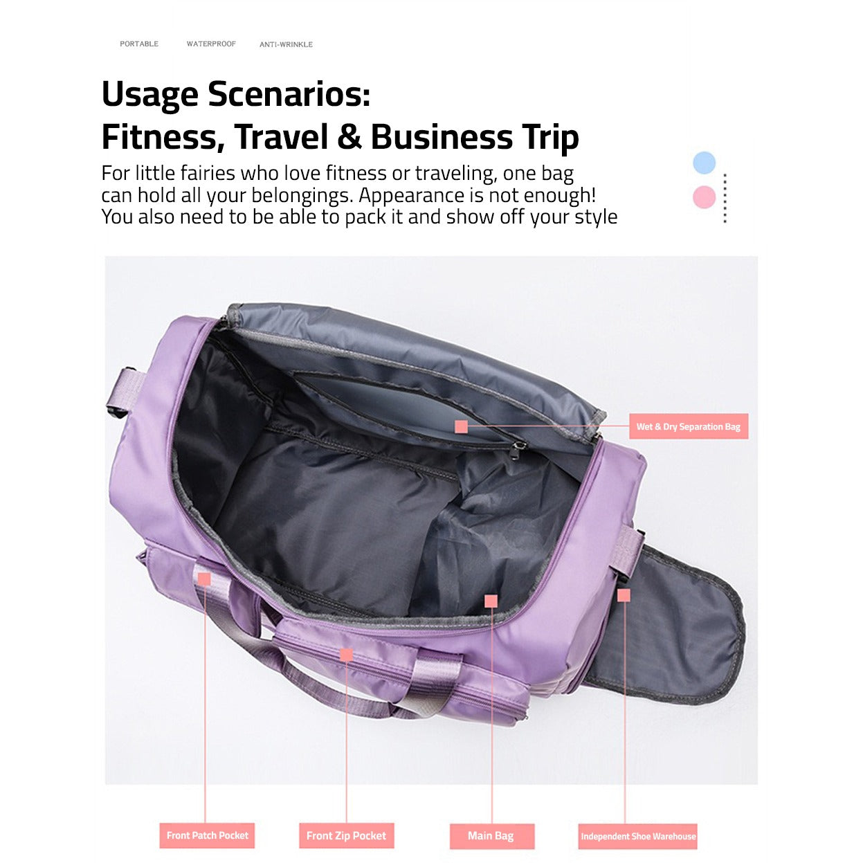 Travique wasserdichte Sport- und Reisetasche mit mehreren Taschen | Karnz