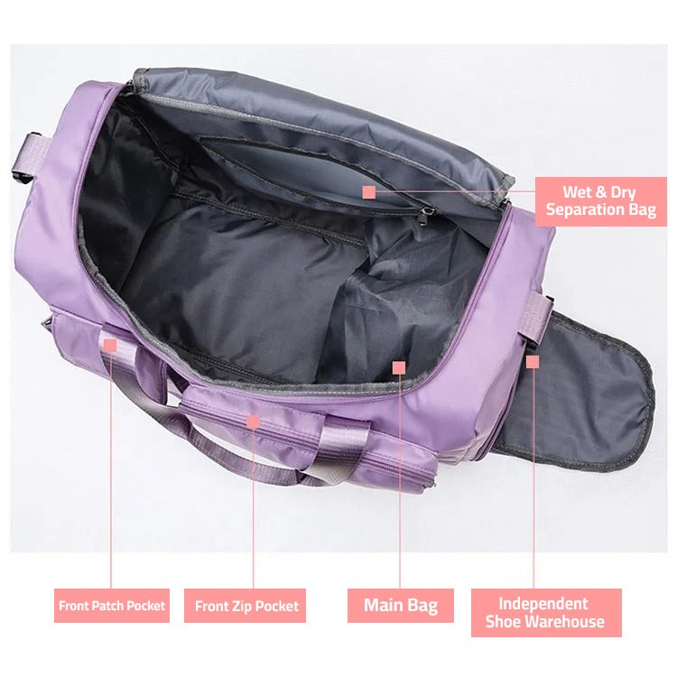 Reisetasche mit mehreren Fächern, Sport- und Fitnessstudiotasche mit separatem Schuhfach