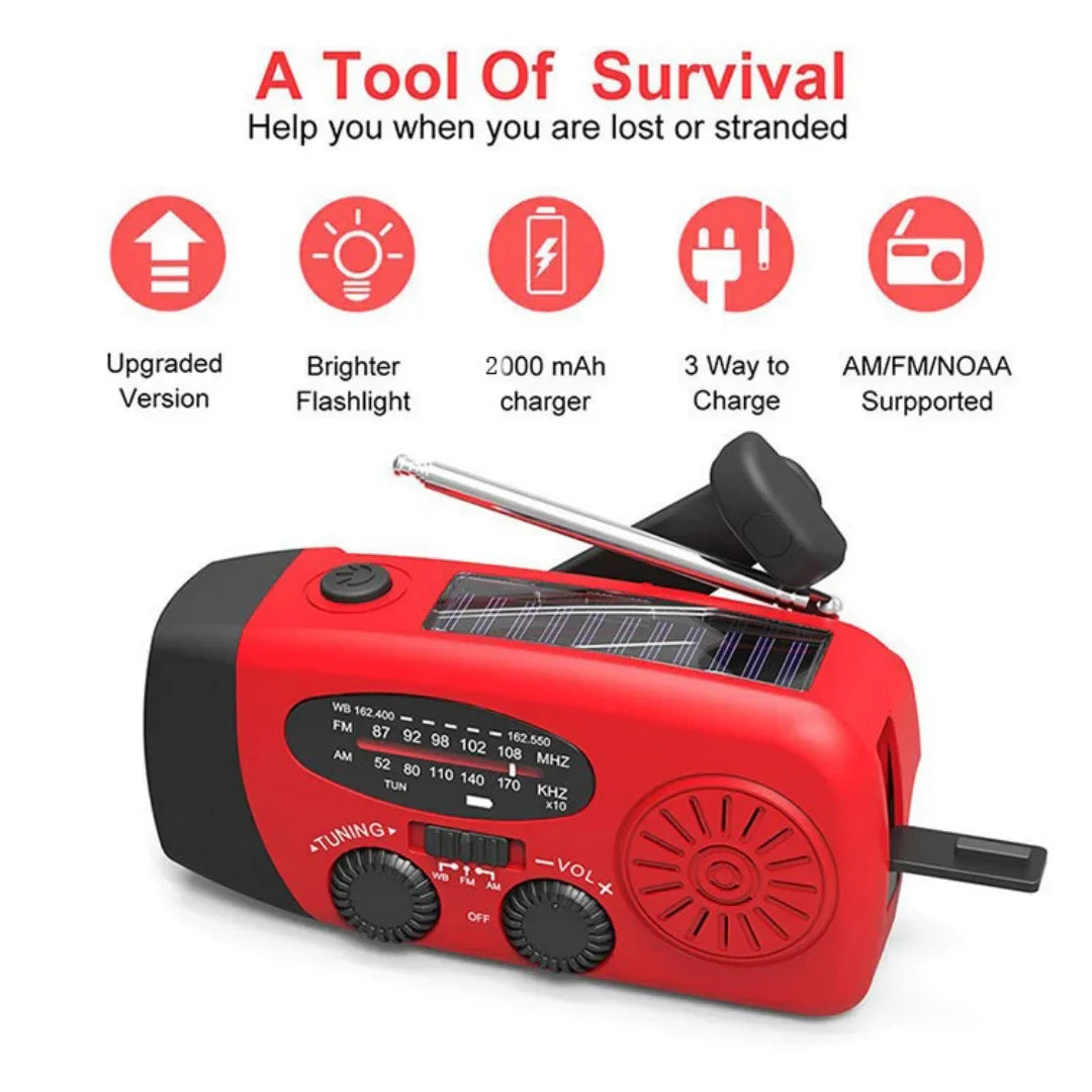Kaufen Sie Multifunktionales Notfallradio – Ladefunktion mit LED-Taschenlampe und Handgenerator für Mobiltelefone – Bestes Notfallradio | Karnz