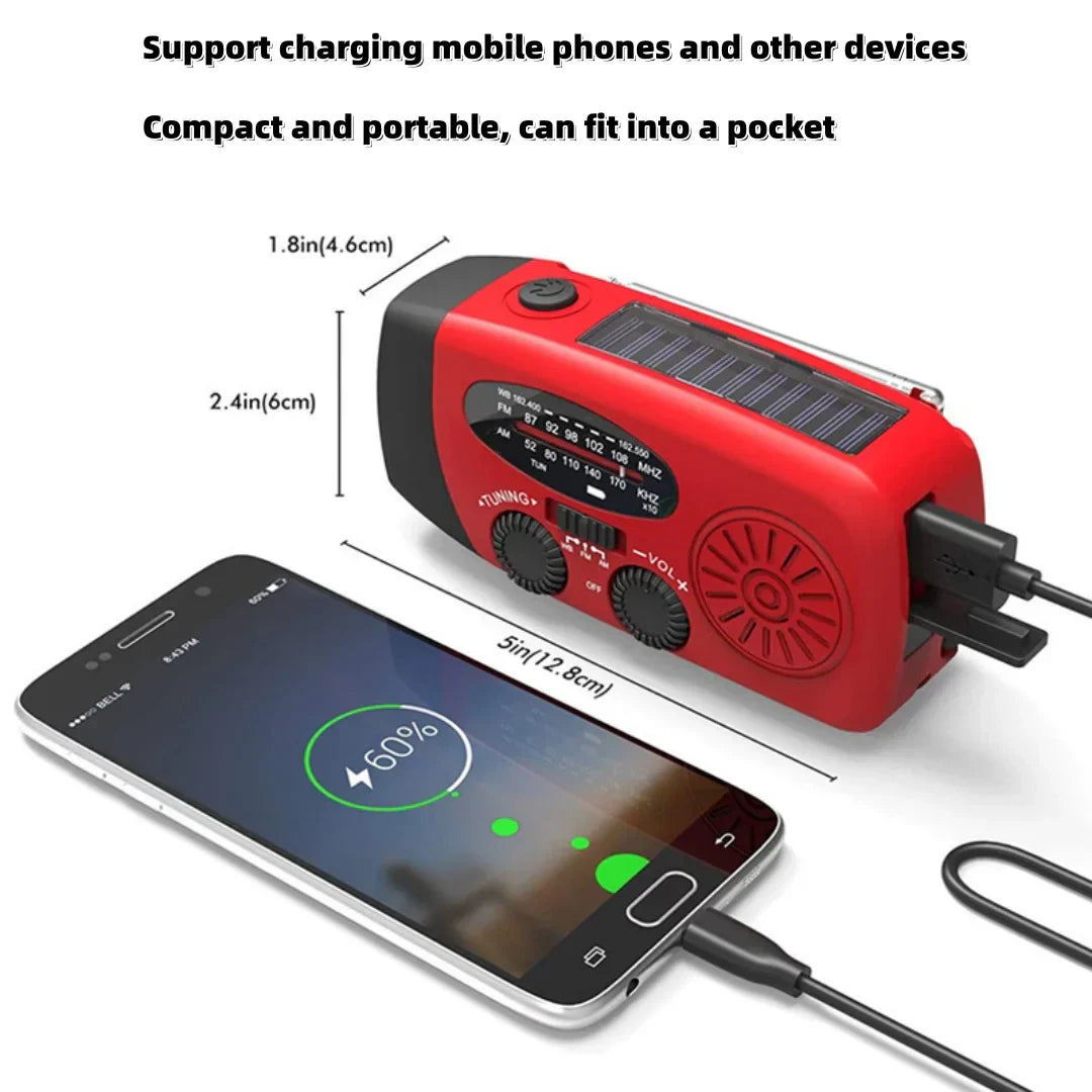Kaufen Sie Multifunktionales Notfallradio – Ladefunktion mit LED-Taschenlampe und Handgenerator für Mobiltelefone – Bestes Notfallradio | Karnz