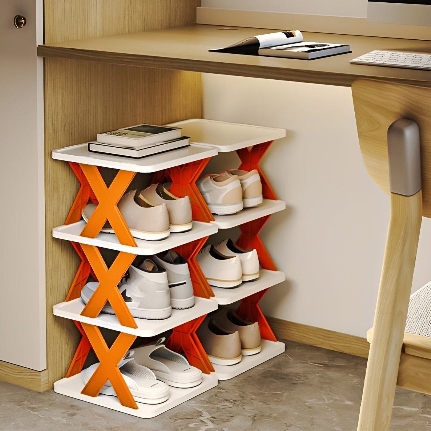 FlexiStack Schuhregal – Faltbarer Schuhorganizer für mehrere Schuhe auf kleinem Raum
