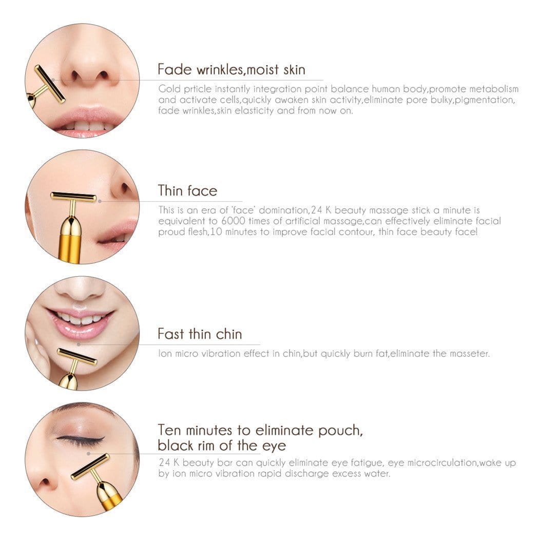 Gesicht T-Bar Gold-Massager | Karnz