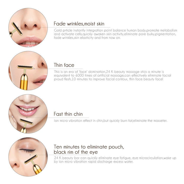 Gesicht T-Bar Gold-Massager | Karnz