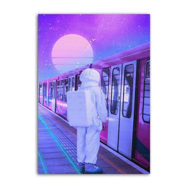 Astronout Synthwave - Leinwand Wandkunst Gemälde