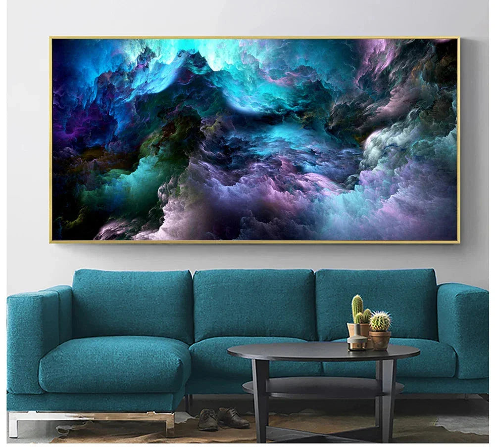 Mysteriöse Alien Wolken Wandkunst Fine Art Leinwanddruck Lebhaft Blau Lila Abstraktes Bild Für Wohnzimmer Schlafzimmer Inspirierende Wohnkultur