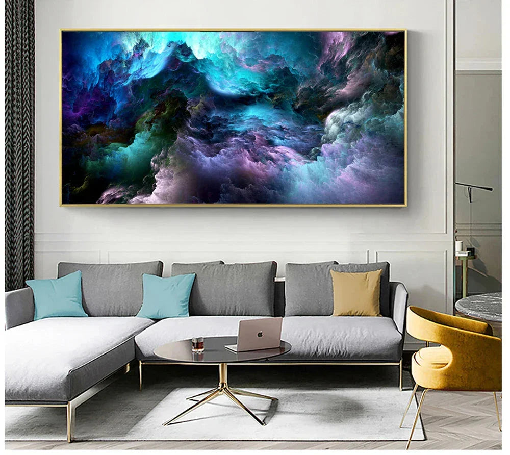 Mysteriöse Alien Wolken Wandkunst Fine Art Leinwanddruck Lebhaft Blau Lila Abstraktes Bild Für Wohnzimmer Schlafzimmer Inspirierende Wohnkultur