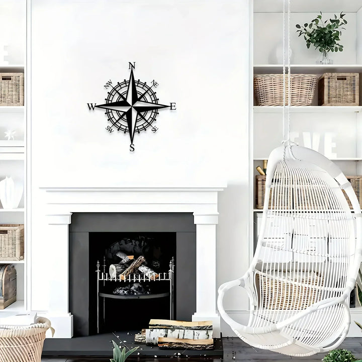 Nautical Compass Rose Eisen Kunst Wandkunst 3D Metall Skulptur Wanddekoration Für Wohnzimmer Esszimmer Kreative Zeitgenössische Nordic Home Office Dekor