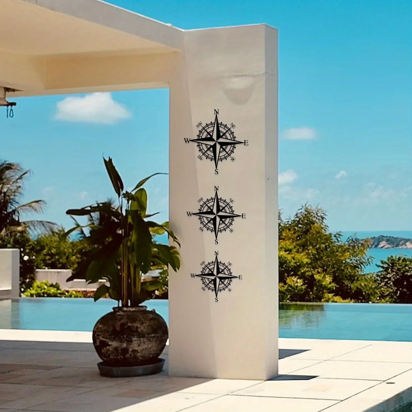 Nautical Compass Rose Eisen Kunst Wandkunst 3D Metall Skulptur Wanddekoration Für Wohnzimmer Esszimmer Kreative Zeitgenössische Nordic Home Office Dekor