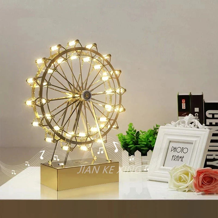 LED Riesenrad Tischlampe, Dekorative Beleuchtung mit Musikfunktion, Retro Schreibtischleuchte für Zuhause | Karnz