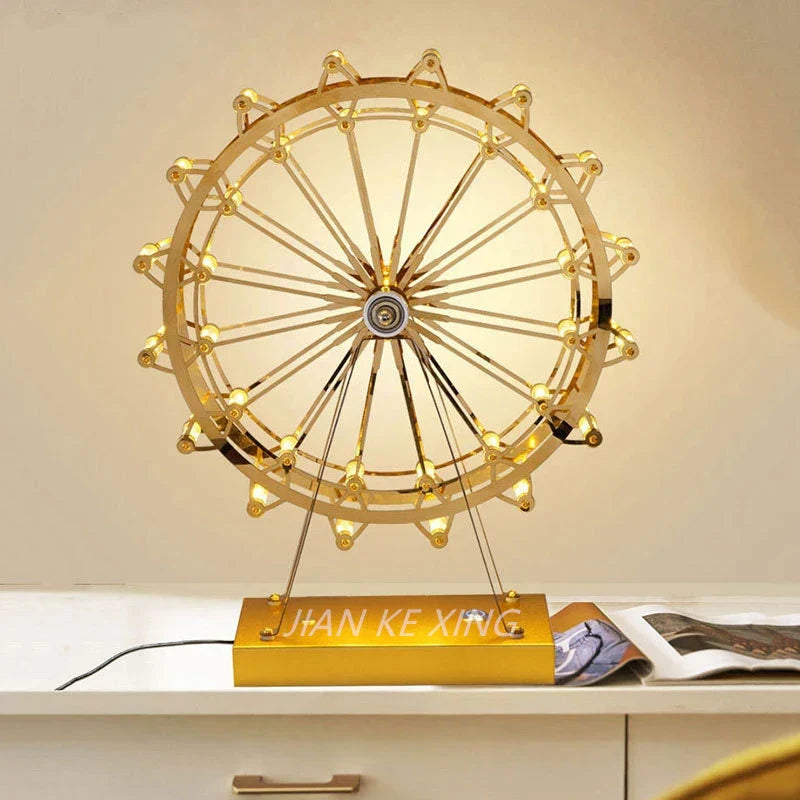 LED Riesenrad Tischlampe, Dekorative Beleuchtung mit Musikfunktion, Retro Schreibtischleuchte für Zuhause | Karnz